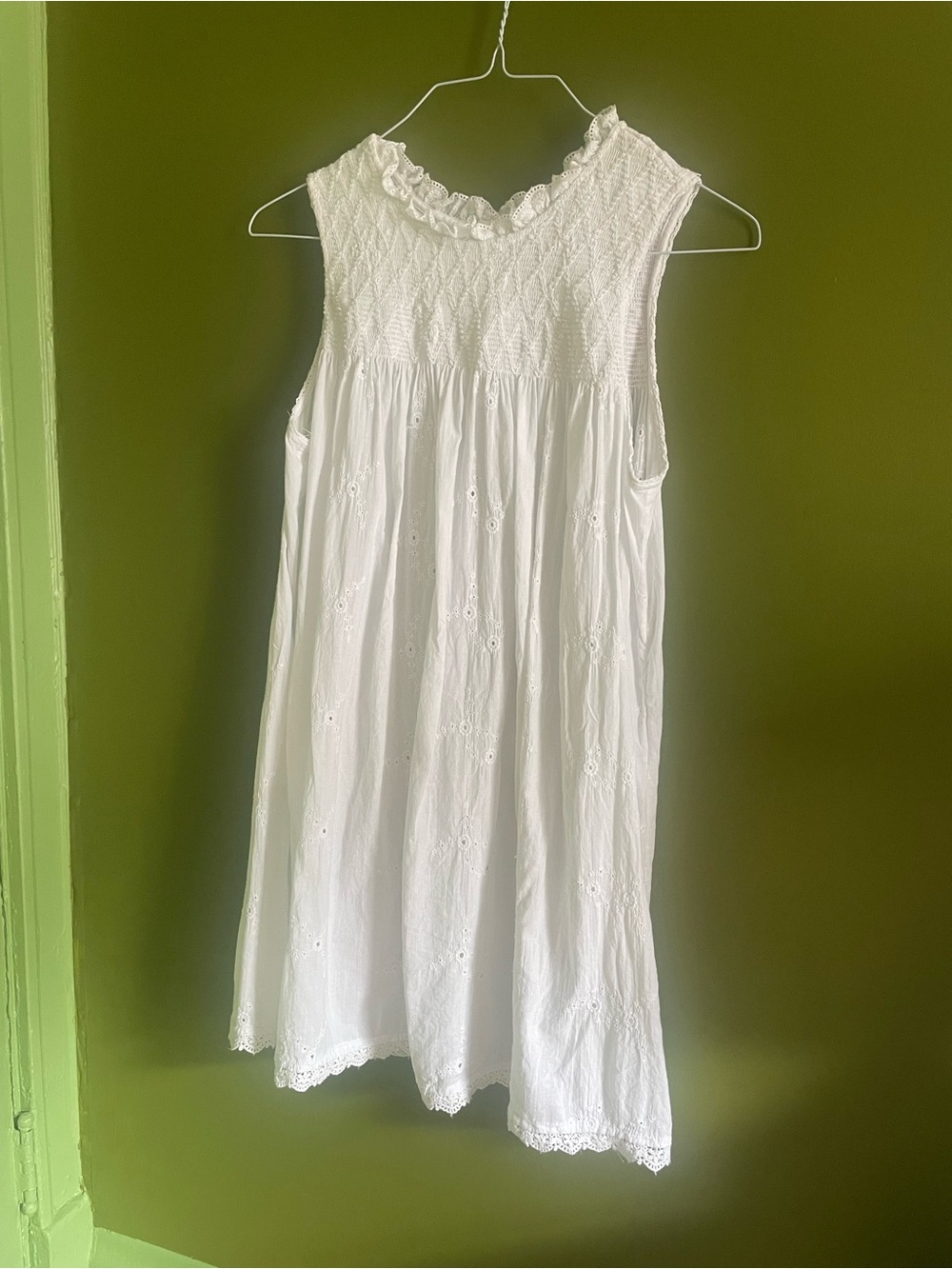 Calypso St. Barth White Eyelet Sleeveless Mini Dress (100% cotton)